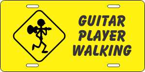 Guitar Player Walking License Plates